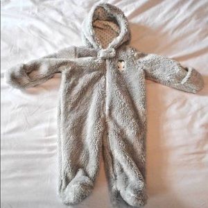 Baby hooded fleece snowsuit